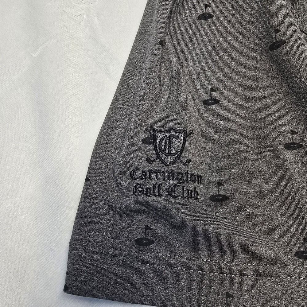 FootJoy Athletic Fit Golf Print Self Polo Shirt Heather Charcoal Men Large - Picture 6 of 9